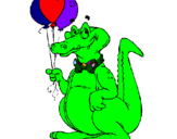 Coloring page Crocodile with balloons painted bymaxi