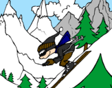 Coloring page Skier painted byJohn