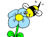 Coloring page Bee and flower painted bypaola