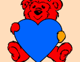 Coloring page Bear in love painted bya bird with a heart1