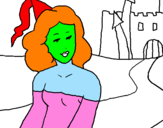 Coloring page Princess and castle painted bymonsse