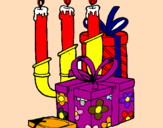 Coloring page Candelabra and presents painted byMarga