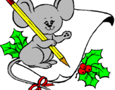 Coloring page Mouse with pencil and paper painted byTay