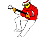 Coloring page Guitarist wearing hat painted bylaura