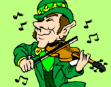 Coloring page Leprechaun playing the violin painted byIsaiah