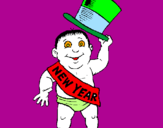 Coloring page Baby New Year painted byanna
