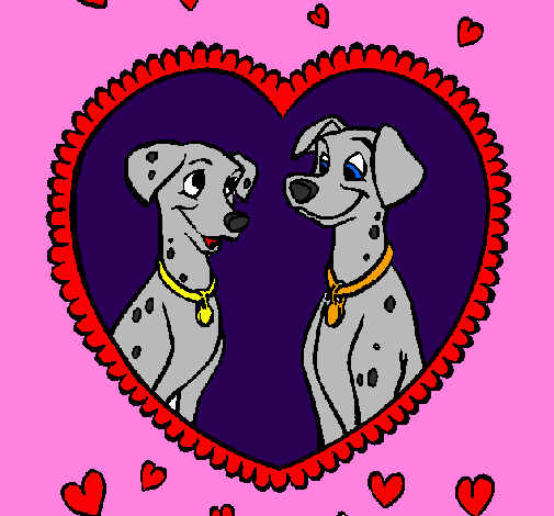 Coloring page Dalmatians in love painted byIratxe