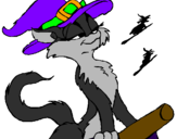 Coloring page Witch cat painted byRick