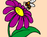 Coloring page Daisy with bee painted byMUDITA