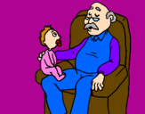 Coloring page Grandfather and grandchild painted bydiana