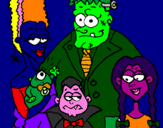 Coloring page Family of monsters painted bymoshi count