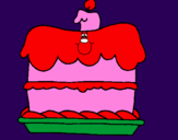 Coloring page Birthday cake painted bymarcella