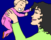 Coloring page Mother and daughter  painted byolivia