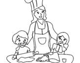 Coloring page Cooking with mom painted byme 