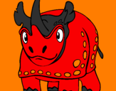 Coloring page Rhinoceros painted byL.J.