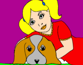 Coloring page Little girl hugging her dog painted byjulia
