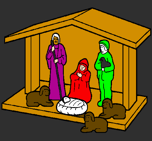 Coloring page Christmas nativity painted byrobbie