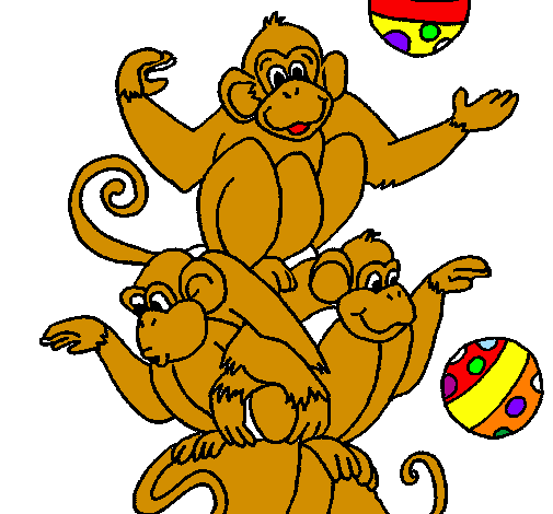 Coloring page Juggling monkeys painted byjuggling monkey