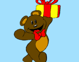 Coloring page Teddy bear with present painted byDennisse