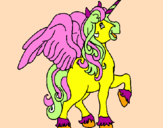Coloring page Unicorn with wings painted bystefani a