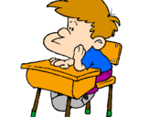 Coloring page Boy at desk painted byNICOLAS