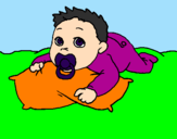 Coloring page Baby playing painted bylucia