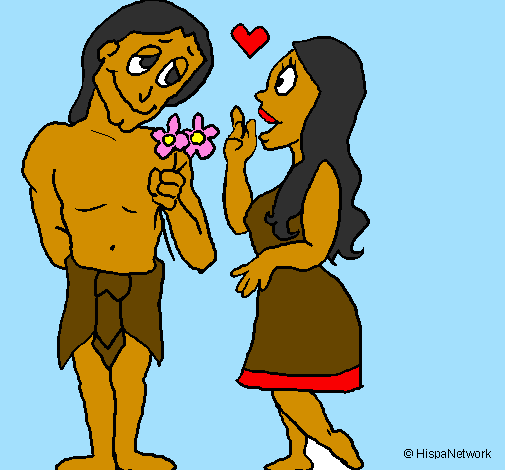 Coloring page Mayan youths in love painted byRACHELL APOLINAR
