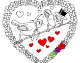 Coloring page Heart with birds painted bykaylen