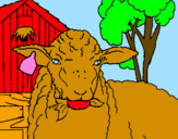 Coloring page Lamb eating a leaf painted byevie and archie