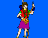 Coloring page Indian girl painted byrinoceront