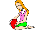 Coloring page Woman and urn painted byteresa