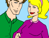 Coloring page Father and mother painted byRosalea