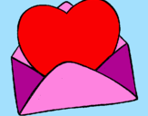 Coloring page Heart in an envelope painted bymaria   eugênia