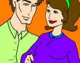 Coloring page Father and mother painted bysteph