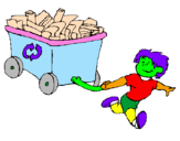 Coloring page Little boy recycling painted byALEJANDRA