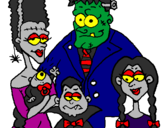 Coloring page Family of monsters painted byash