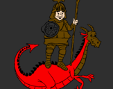 Coloring page Saint George and the dragon painted byandrew