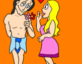 Coloring page Mayan youths in love painted byuaemimi