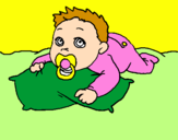 Coloring page Baby playing painted byalexi