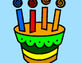 Coloring page Cake with candles painted byoliver and archie