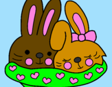 Coloring page Rabbits in love painted byLauren 