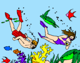 Coloring page Divers painted bycilla