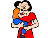Coloring page Motherly kiss painted byveronica