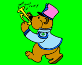 Coloring page Bear trumpet player painted bygaby