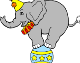 Coloring page Elephant balancing on a ball painted byghfghf