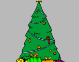 Coloring page Christmas tree with decorations painted byIKER