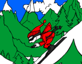 Coloring page Skier painted byindian