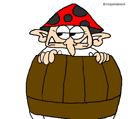 Coloring page Goblin in a barrel painted byvictor