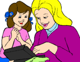Coloring page Mother and daughter painted bymelody