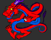 Coloring page Japanese dragon painted bybezzel